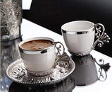 Turkishmart Silver Turkish Coffee Set