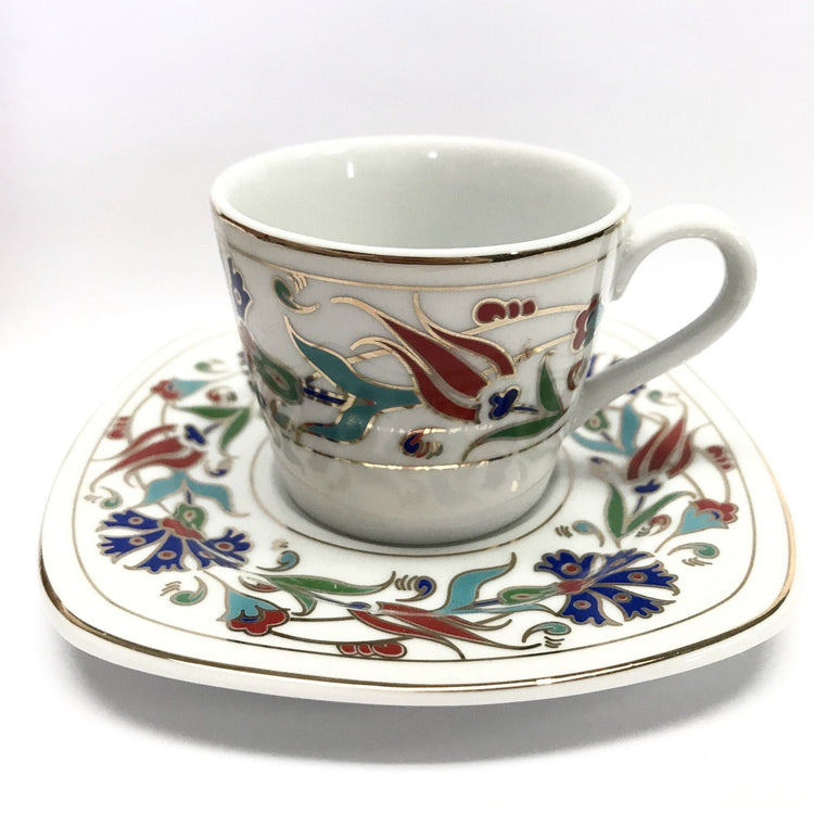 Coffee Cup Set of 6 with Double Carnation