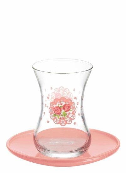 Glass Tea set | LAV Rosy | Set of 6 - TurkishMart