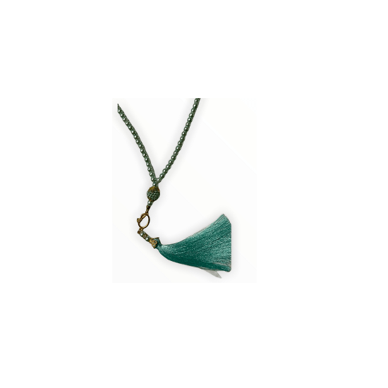 Prayer beads (Rosary) "Teal with gold detailed" "Tesbih" - TurkishMart