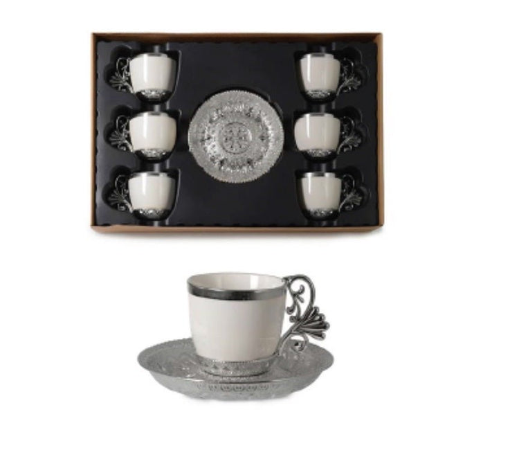 Silver Turkish Coffee Set Set of 6