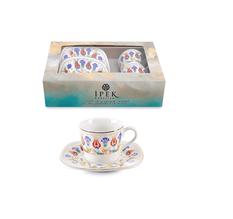 Toronto Turkish Coffee Cups Tulip Pattern Set of 2