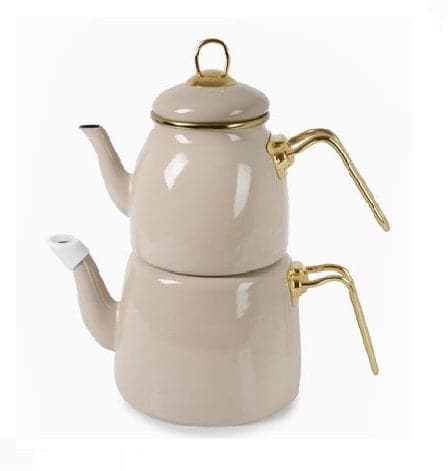 Turkish Tea Pot | Beige | Caydanlik | 1 set - TurkishMart