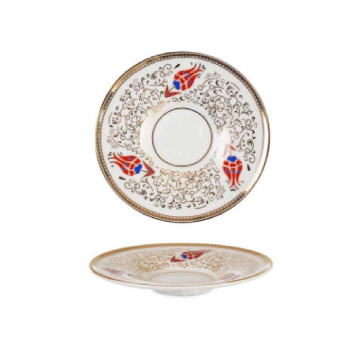 Turkish Tea Saucers | Istanbul Red tulip | Set of 6 - TurkishMart