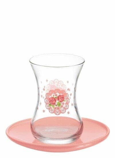 Turkish Tea Set | Flowers | Set of 6 - TurkishMart