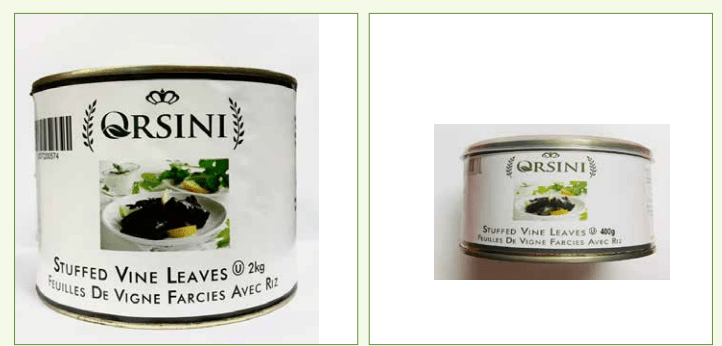 Stuffed vine leaves now available in 2kg and 400gr cans
