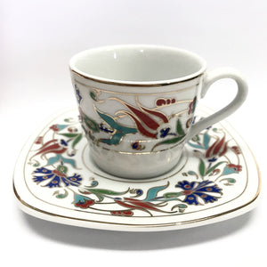 Coffee Cup Set of 6 | with Double Carnation