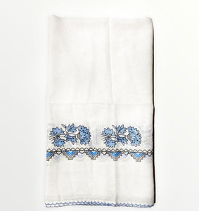 Head cover white with blue pattern (basortusu)