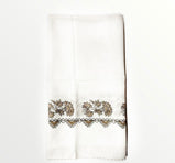 Head cover white with earth color pattern (basortusu) - TurkishMart