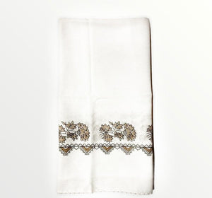 Head cover white with earth color pattern (basortusu)