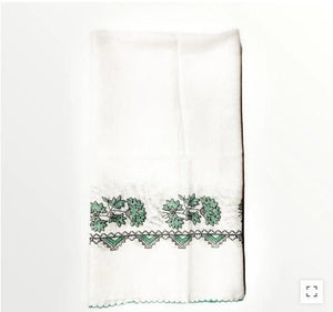 Head cover white with green pattern (basortusu)