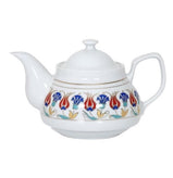 Tea Accessories | Porcelain Teapot with Red Tulip Pattern | 1 - TurkishMart