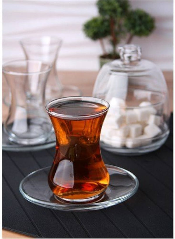 Turkish Tea Glass Golden Blue Mallows Traditional Turkish Tea Set